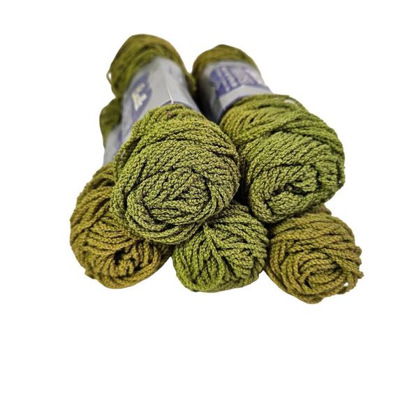 Bucilla Paradise Knitting Yarn Lot of 5 Skeins Olive Green 449 Acetate Nylon Vtg - Picture 4 of 6